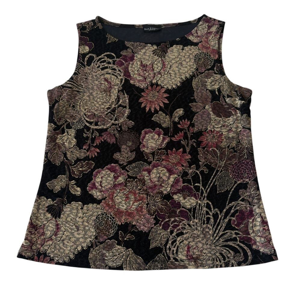 Vintage Dark Floral Tapestry Tank Top Gothic Coquette Whimsigoth Stretch